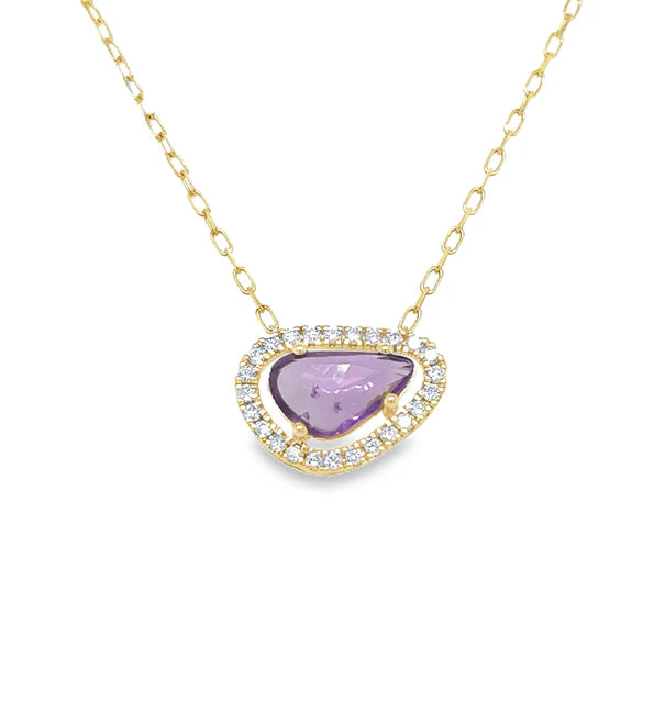 14KT YELLOW GOLD ROSE CUT SAPPHIRE AND DIAMONDS NECKLACE