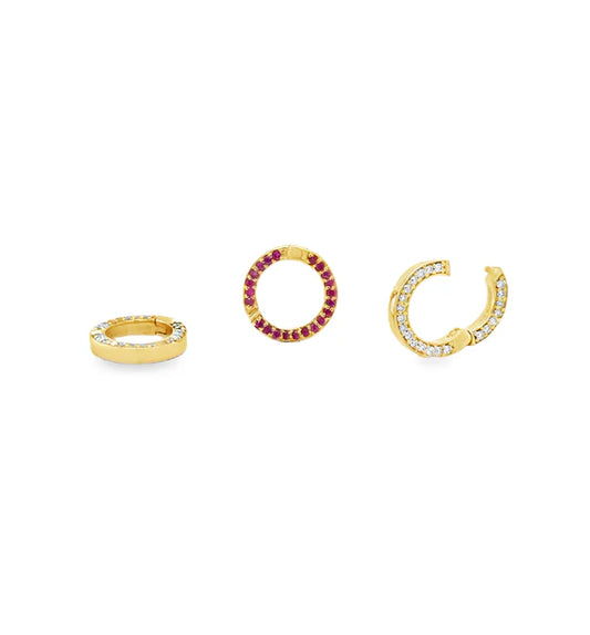 14KT YELLOW GOLD DIAMOND AND RUBY ROUND LOCK
