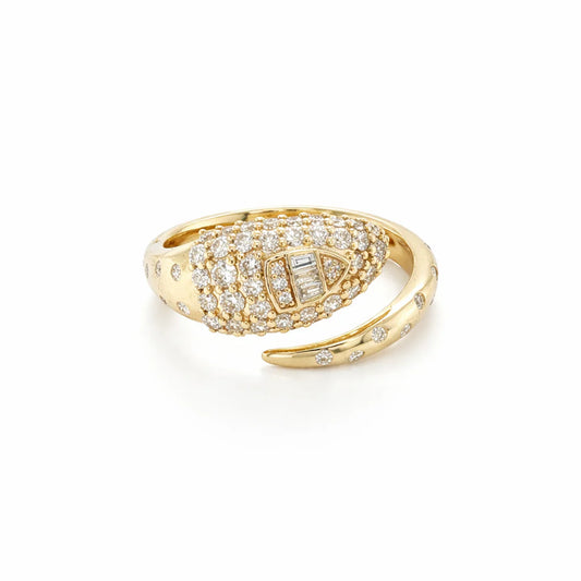 14KT YELLOW GOLD DIAMOND SNAKE RING