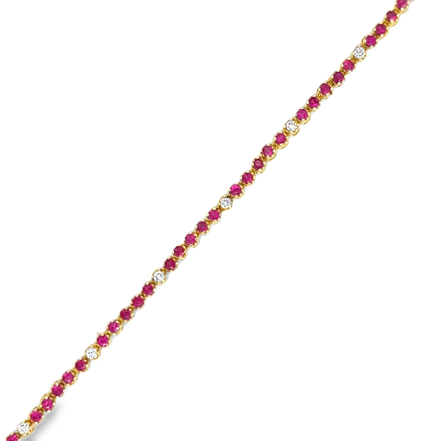 14KT GOLD DIAMOND AND RUBY BRACELET
