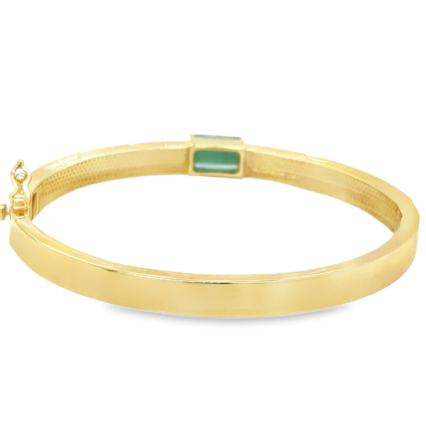 14KT YELLOW GOLD GREEN TOURMALINE AND DIAMONDS BANGLE