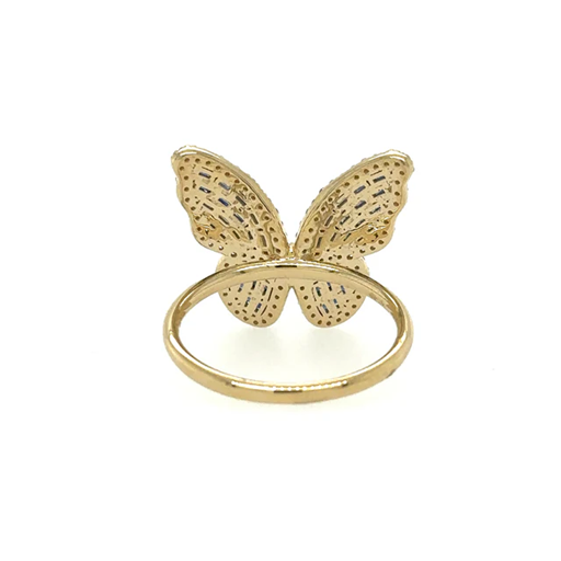 YELLOW GOLD BUTTERFLY RING WITH SAPPHIRE AND DIAMONDS