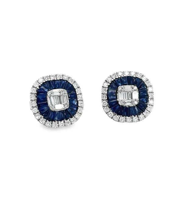 14KT WHITE GOLD SAPPHIRE AND DIAMONDS EARRING