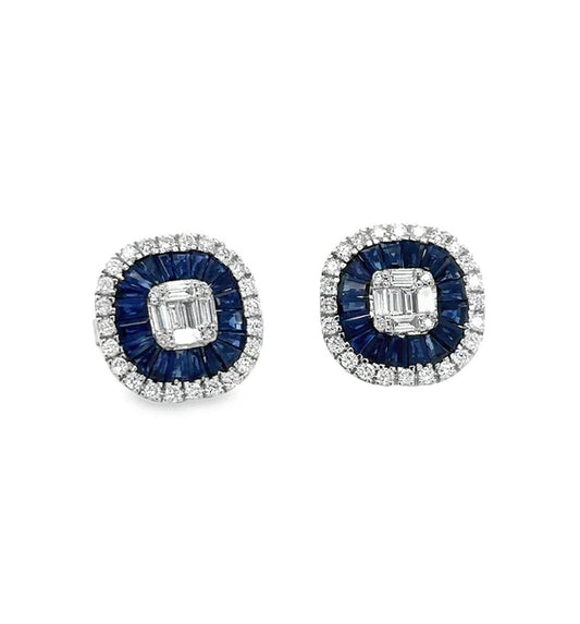 14KT WHITE GOLD SAPPHIRE AND DIAMONDS EARRING