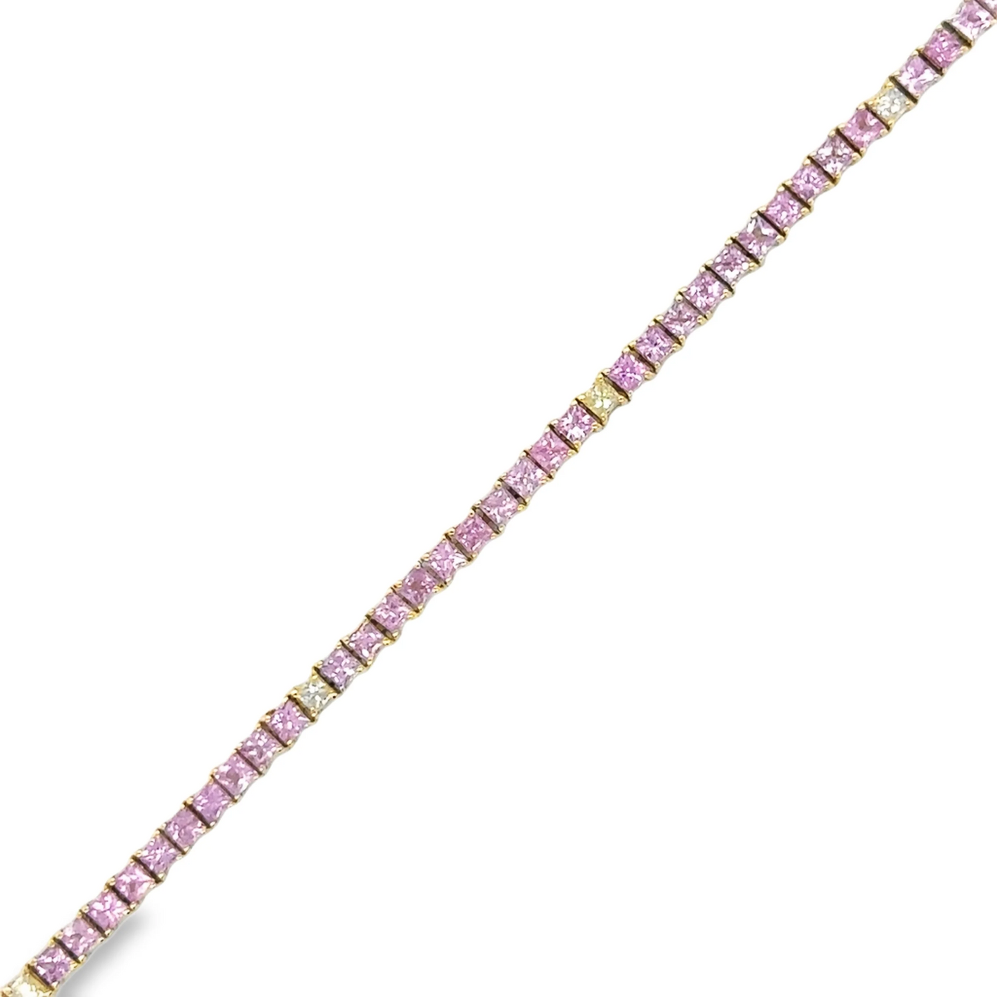 14KT YELLOW GOLD PINK SAPPHIRE AND DIAMOND BRACELET