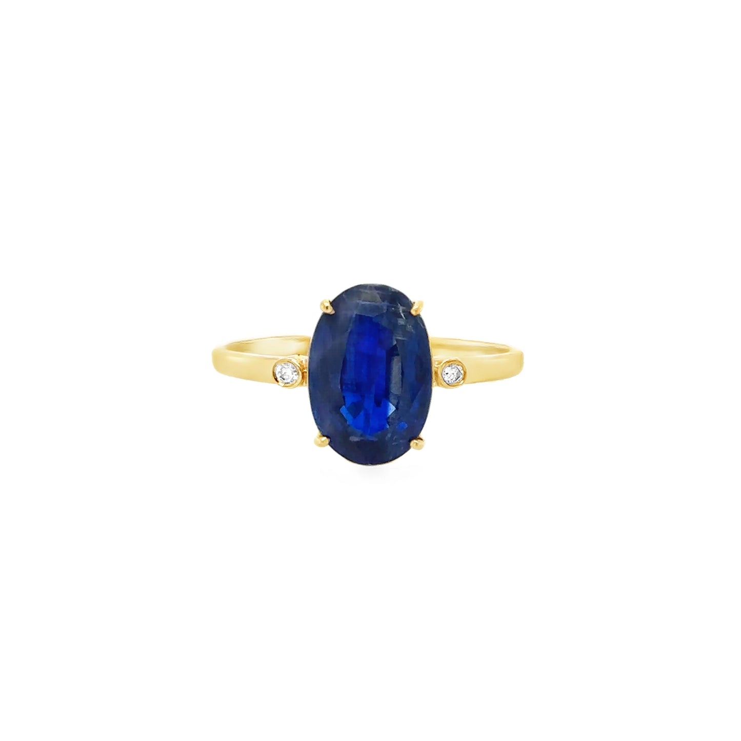 14KT YELLOW GOLD KYANITE AND DIAMONDS RING