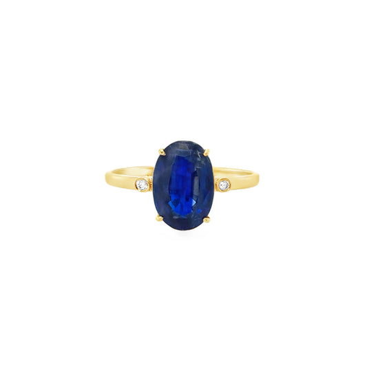 14KT YELLOW GOLD KYANITE AND DIAMONDS RING