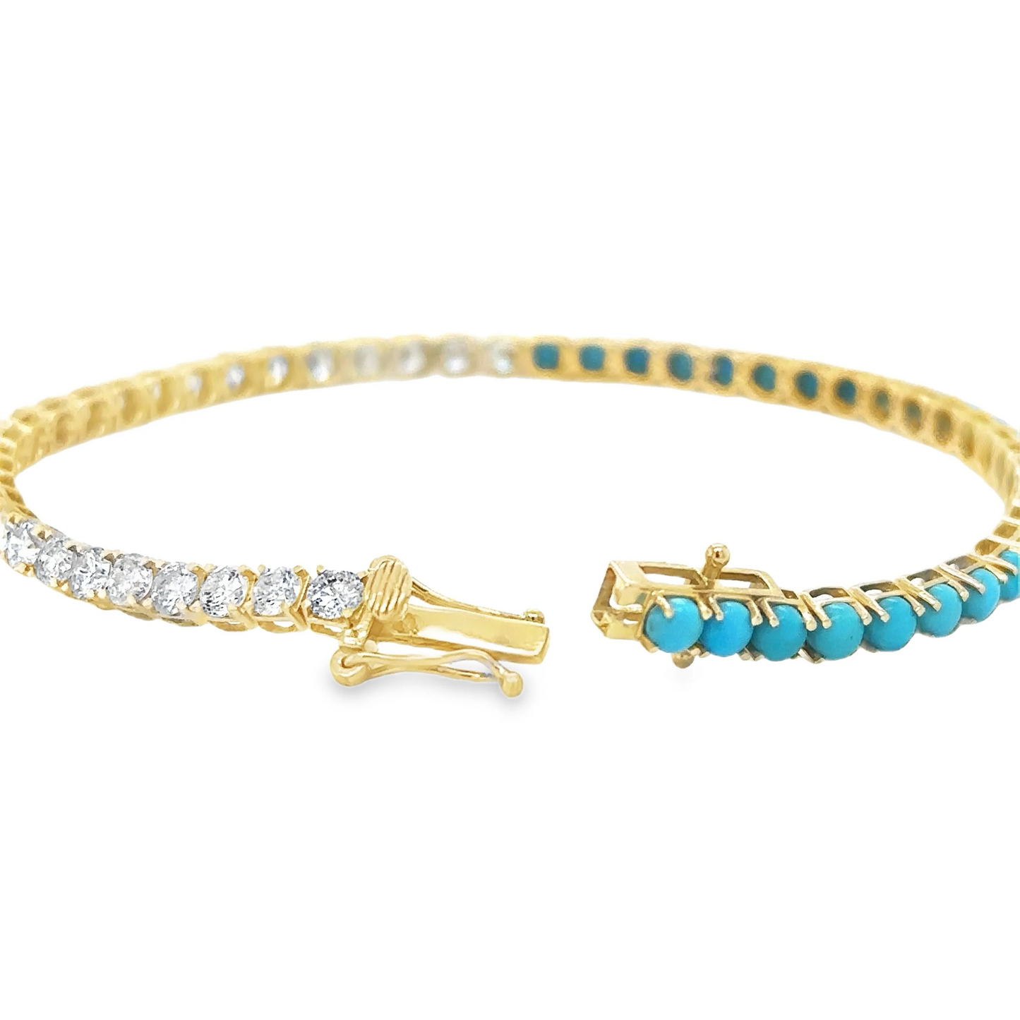 14KT GOLD TURQUOISE AND CHAMPAGNE DIAMONDS BRACELET