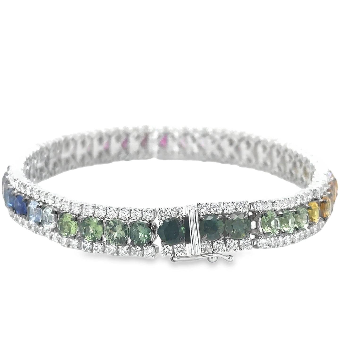 18KT WHITE GOLD MULTI SAPPHIRE AND DIAMONDS BRACELET