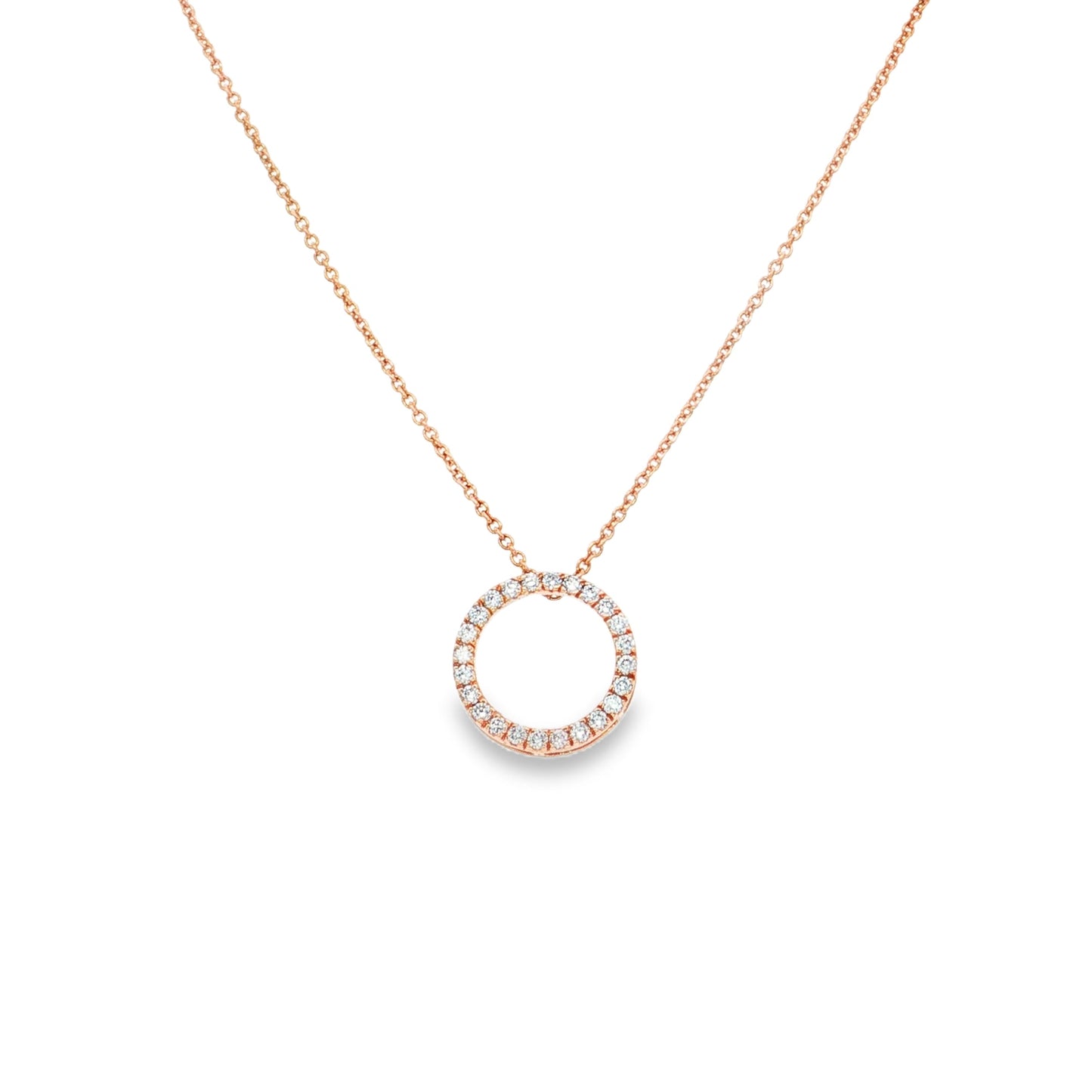 14KT ROSE GOLD DIAMOND OPEN CIRCLE NECKLACE