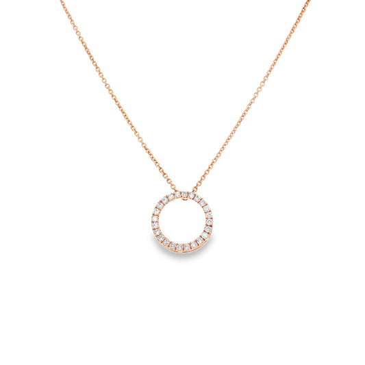 14KT ROSE GOLD DIAMOND OPEN CIRCLE NECKLACE