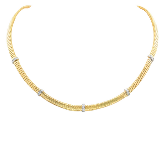 14KT YELLOW GOLD DIAMOND TUBOGAS NECKLACE