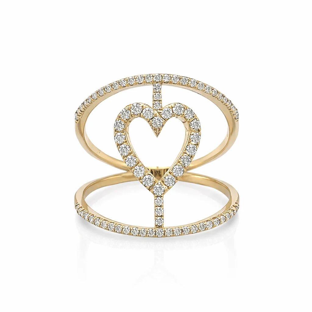 14KT GOLD DIAMONDS HEART SHAPE RING
