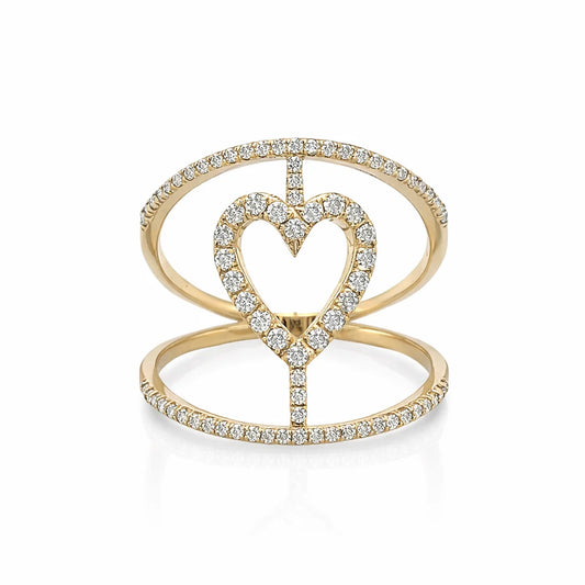 14KT GOLD DIAMONDS HEART SHAPE RING