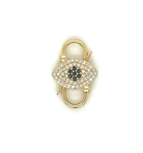 14K YELLOW GOLD EVIL EYE SAPPHIRE AND DIAMOND CONNECTOR/LOCK