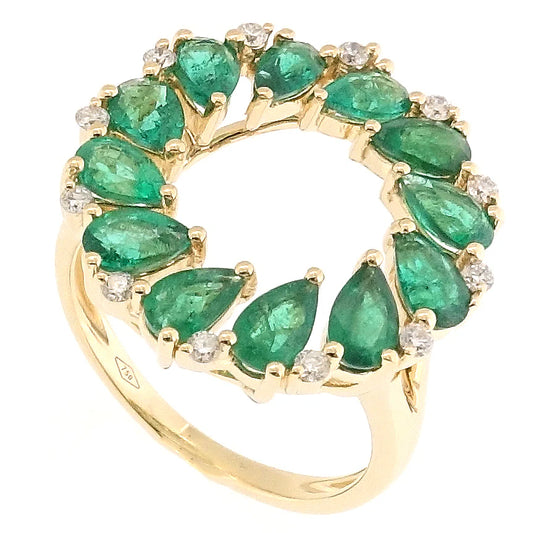 18KT GOLD EMERALD AND DIAMOND RING