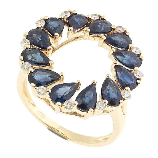 18KT GOLD BLUE SAPPHIRE AND DIAMOND RING