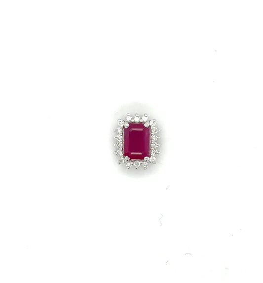 18KT WHITE GOLD DIAMOND AND RUBY PENDENT