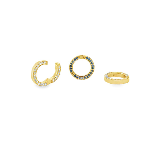 14KT YELLOW GOLD DIAMOND AND BLUE SAPPHIRE ROUND LOCK