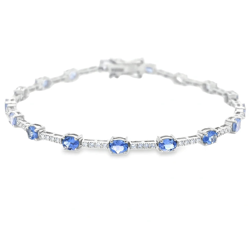 18KT WHITE GOLD MULTI SAPPHIRE AND DIAMONDS BRACELET
