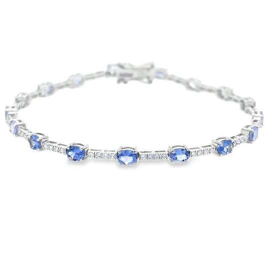 18KT WHITE GOLD MULTI SAPPHIRE AND DIAMONDS BRACELET
