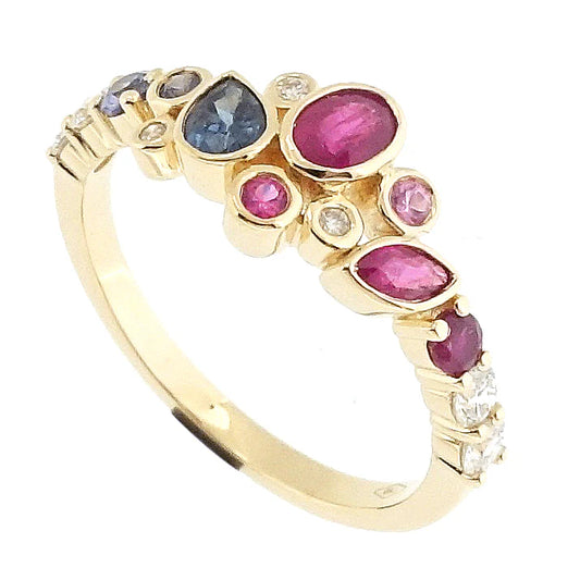 18KT YELLOW GOLD SAPPHIRE AND DIAMOND RING