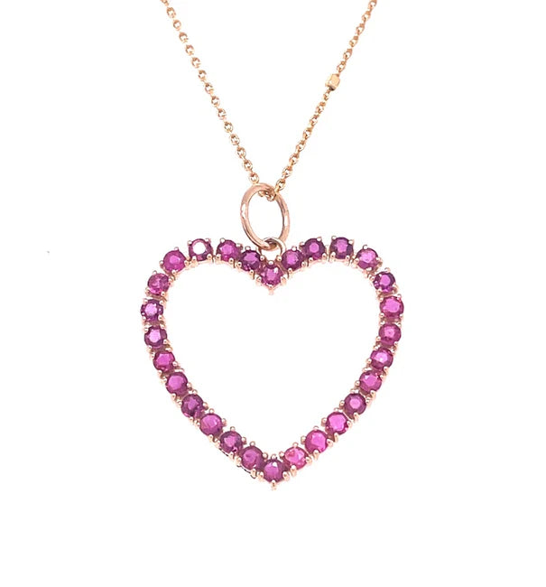 14KT YELLOW GOLD RUBY HEART PENDANT