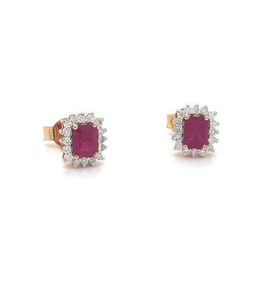 18K ROSE GOLD RUBY WITH DIAMONDS EARRING