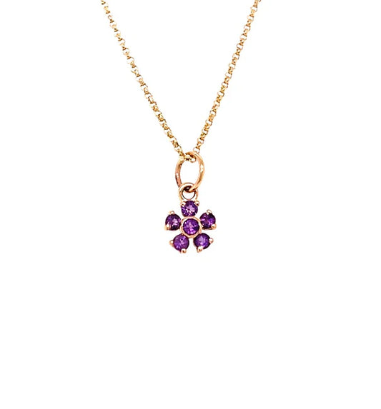 14KT GOLD AMETHYST FLOWER PENDANT