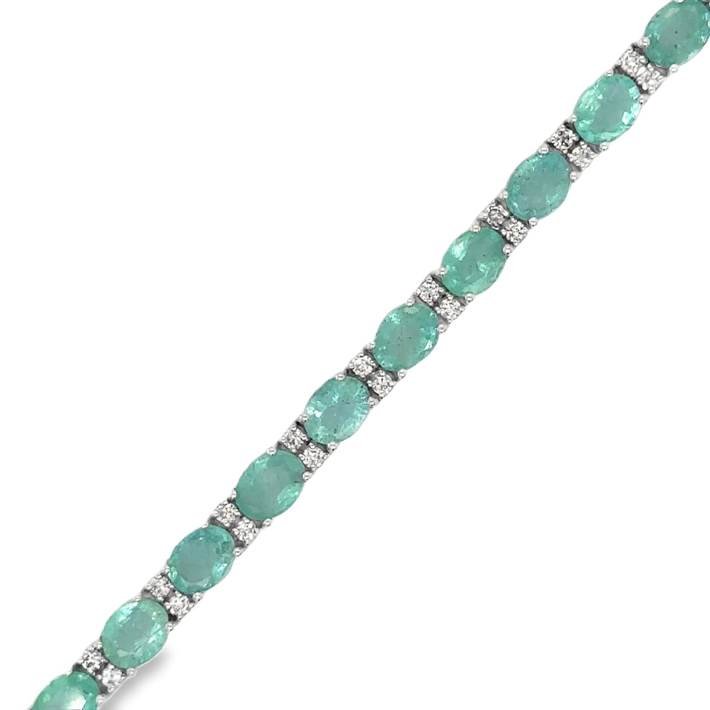 14KT YELLOW GOLD EMERALD AND DIAMONDS BRACELET
