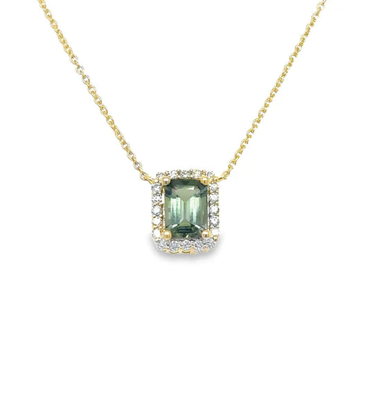 14KT YELLOW GOLD TOURMALINE AND DIAMONDS NECKLACE