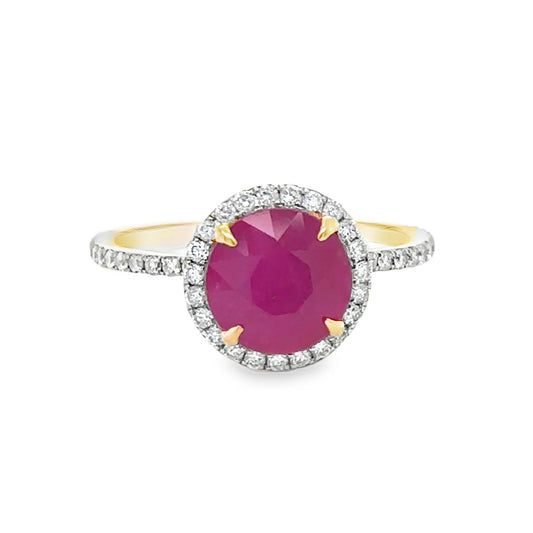 18KT YELLOW GOLD RUBY AND DIAMONDS RING