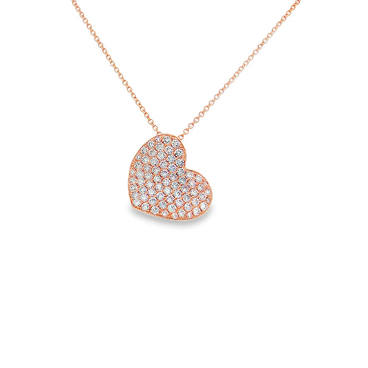 14KT ROSE GOLD PINK DIAMOND HEART SHAPE NECKLACE