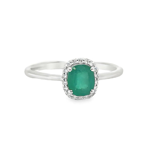 18KT GOLD EMERALD AND DIAMOND RING