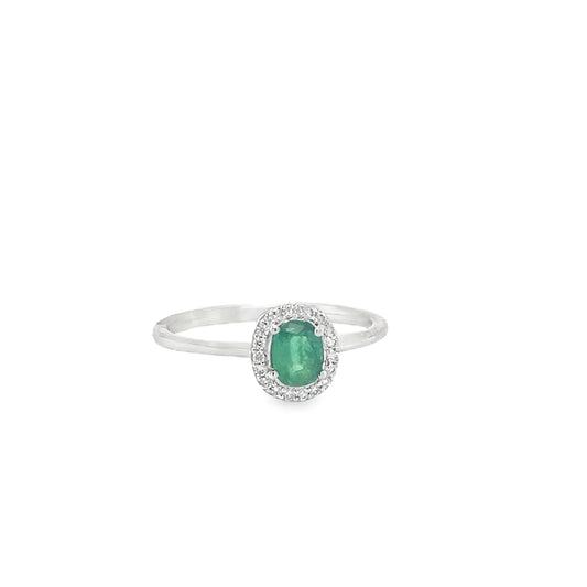18KT GOLD EMERALD AND DIAMOND RING