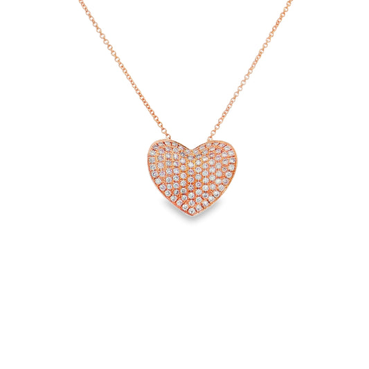 14KT ROSE GOLD PINK DIAMOND HEART SHAPE NECKLACE