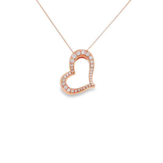 14KT ROSE GOLD PINK DIAMOND HEART SHAPE NECKLACE
