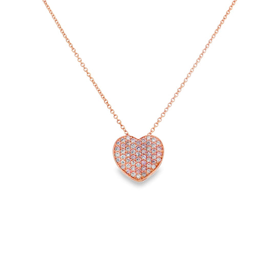 14KT ROSE GOLD PINK DIAMOND HEART SHAPE NECKLACE