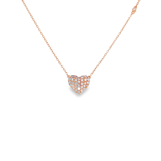 14KT ROSE GOLD PINK DIAMOND HEART SHAPE NECKLACE
