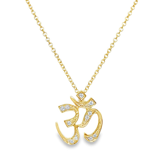 14KT GOLD DIAMOND OHM NECKLACE