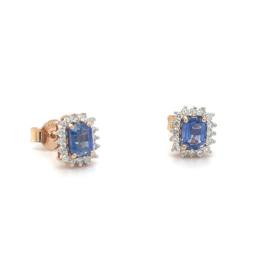 18K ROSE GOLD SAPPHIRE WITH DIAMONDS EARRING