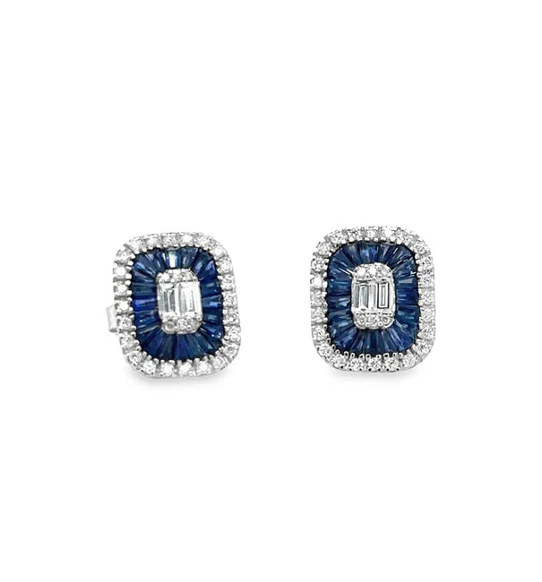 14KT WHITE GOLD SAPPHIRE AND DIAMONDS EARRING