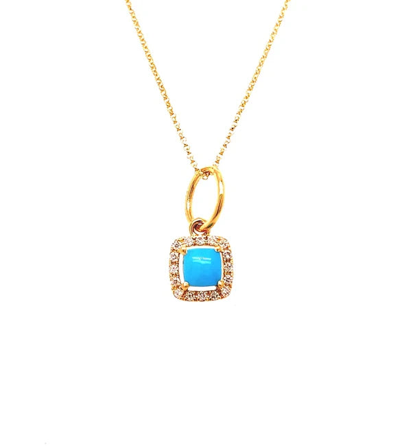 14KT GOLD TURQUOISE CUSHION PENDANT 5MM