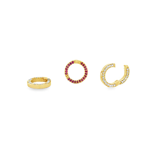 14KT YELLOW GOLD DIAMOND AND RUBY ROUND LOCK