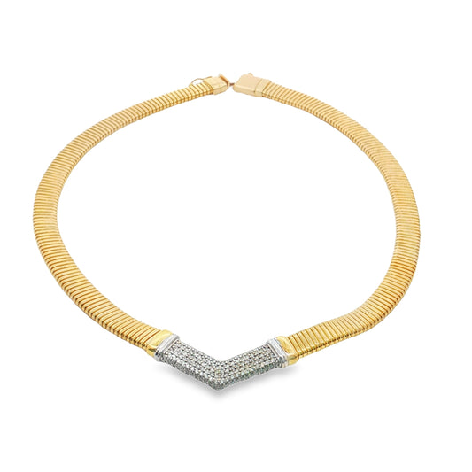 14KT GOLD DIAMOND TUBOGAS NECKLACE