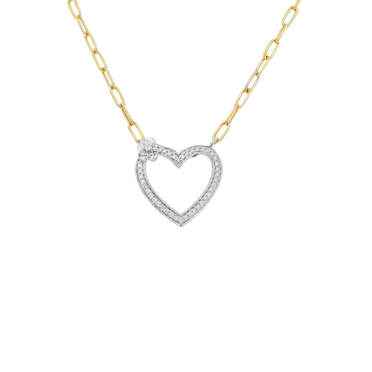 14KT GOLD DIAMOND HEART WITH FLOWER NECKLACES