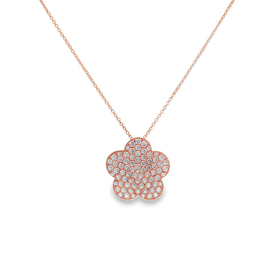 14KT GOLD DIAMOND FLOWER NECKLACE