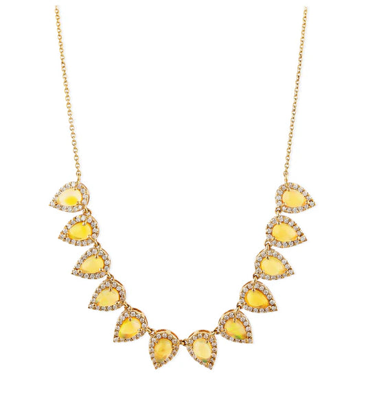 DIAMOND/OPAL PEAR SHAPE NECKALCE