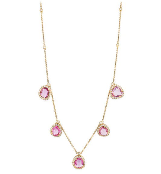 DIAMOND/PINK SAPPHIRE ROSE CUT NECKLACE