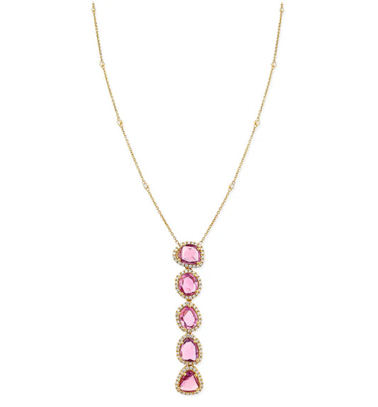 DIAMOND/PINK SAPPHIRE ROSE CUT NECKLACE